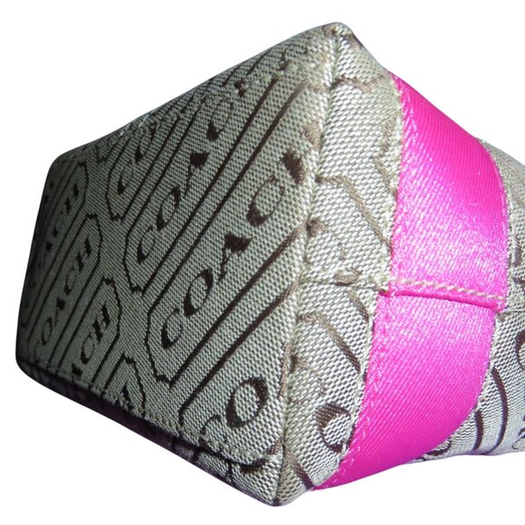 Coach Limited Edition Canvas Leather Pink Stripe Demi Baguette bag wristlet Set - Picture 8 of 10